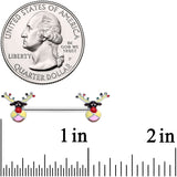 14G 9/16 Colorful Reindeer Christmas Barbell Nipple Ring Set