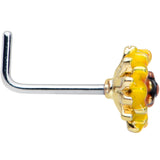 20G 7mm Clear Purple Gem Summer Sunflower L Shape Nose Ring