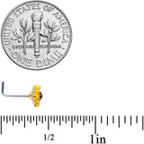 20G 7mm Clear Purple Gem Summer Sunflower L Shape Nose Ring