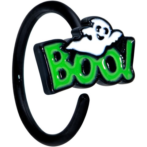 20G 5/16 Black Green Boo Ghost Halloween Nose Hoop