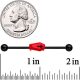 14G Black Red Coffin Halloween Industrial Barbell 38mm