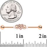 14G Clear CZ Gem Rosy Infinity Heart Industrial Barbell 38mm