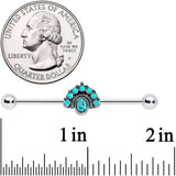 14G Blue Turquoise Stone Southwest Shield Industrial Barbell 38mm