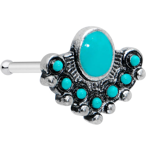 20G 1/4 Blue Turquoise Stone Southwest Shield Nose Bone