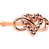 20G 1/4 Rose Gold Tone Textured Infinity Heart Nose Bone