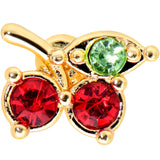 20G 1/4 Red Green Gem Gold Tone Tasty Cherry Fruit Nose Bone