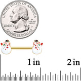 14G 9/16 Gold Tone Winter Snowman Christmas Nipple Ring Set