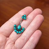 Blue Turquoise Stone Southwest Shield Double Mount Belly Ring