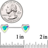 14G 9/16 Aurora CZ Gem Heart Valentines Day Nipple Ring Set