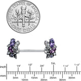 14G 9/16 Purple Gem Abstract Elegance Barbell Nipple Ring Set