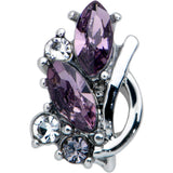 20G 1/4 Clear Purple Gem Abstract Elegance Nose Bone