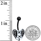 Clear Gem Black White Corset Heart Valentines Day Belly Ring