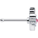 20G 1/4 Pink Gem Black Cat White Flowers Nose Bone