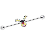 14G Colorful Reindeer Christmas Industrial Barbell 38mm