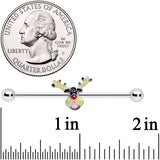 14G Colorful Reindeer Christmas Industrial Barbell 38mm
