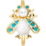 20G 5/16 White Gem Gold Tone Snow Bug Nose Hoop