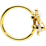 20G 5/16 White Gem Gold Tone Snow Bug Nose Hoop