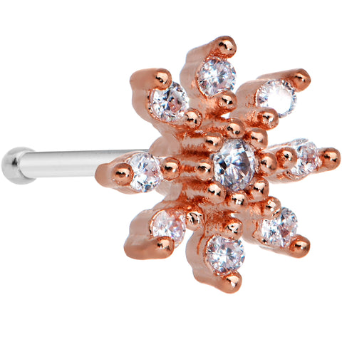 20G 1/4 Clear CZ Gem Stylish Rose Flower Nose Bone