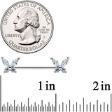 14G 9/16 Clear CZ Gem Butterflies Barbell Nipple Ring Set