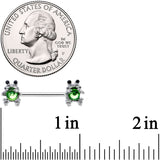 14G 9/16 Green Black Gem Fancy Frogs Barbell Nipple Ring Set