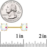 14G 9/16 Clear Gem Gold Tone Simply Elegant Nipple Ring Set