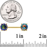 14G 9/16 Vitrail Gem Gold Tone Simply Elegant Nipple Ring Set