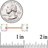 14G 9/16 Clear Gem Rose Gold Tone Simply Elegant Nipple Ring Set