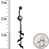 Clear Gem Black Gone Batty Halloween Dangle Belly Ring