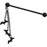 14G Black Gone Batty Halloween Dangle Industrial Barbell 38mm