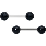 14G 1/2 Elegant Black Agate Barbell Nipple Ring Set