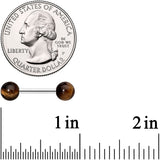 14G 1/2 Elegant Brown Tiger Eye Barbell Nipple Ring Set