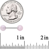 14G 1/2 Elegant Pink Rose Quartz Barbell Nipple Ring Set