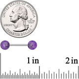 14G 1/2 Elegant Purple Amethyst Barbell Nipple Ring Set