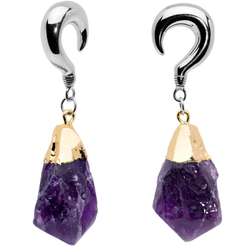 2G Purple Stone Point Curved Taper Ear Weights