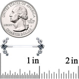 14G 13/16 Clear Gem Bioplast Simple Curve Barbell Nipple Ring Set