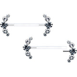 14G 13/16 Clear Gem Bioplast Simple Curve Barbell Nipple Ring Set