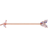 14G Aurora CZ Rose Gold Tone Butterfly Industrial Barbell 38mm