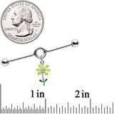 14G Clear CZ Gem Whimsy Daisy Flower Dangle Project Bar 38mm