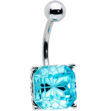 Blue Gem Stylish Elegance Square Mandala Flower Belly Ring