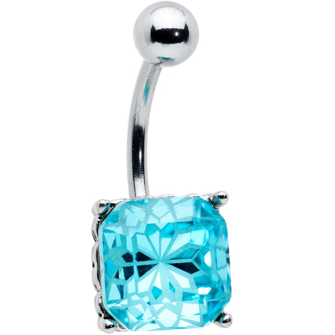 Blue Gem Stylish Elegance Square Mandala Flower Belly Ring