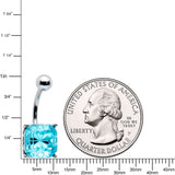 Blue Gem Stylish Elegance Square Mandala Flower Belly Ring