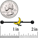 14G Black Batty Moon Halloween Industrial Barbell 1 9/16"