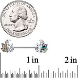 14G 9/16 Multicolor Openwork Autumn Leaf Barbell Nipple Ring Set