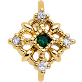 20G 5/16 Green Gem Gold Tone Noble Square Nose Hoop