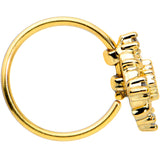 20G 5/16 Green Gem Gold Tone Noble Square Nose Hoop