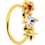 20G 5/16 Clear Red Gem Gold Tone Star Snowflake Nose Hoop