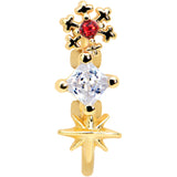 20G 5/16 Clear Red Gem Gold Tone Star Snowflake Nose Hoop