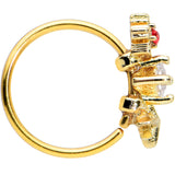 20G 5/16 Clear Red Gem Gold Tone Star Snowflake Nose Hoop