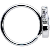 20G 5/16 Pink Gem Black Cat White Flowers Nose Hoop