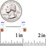 14G 9/16 Trick or Treat Bow Ghost Halloween Nipple Ring Set